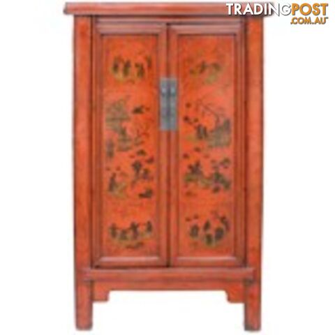 Chinese Red Painted Gold Medium Cabinet