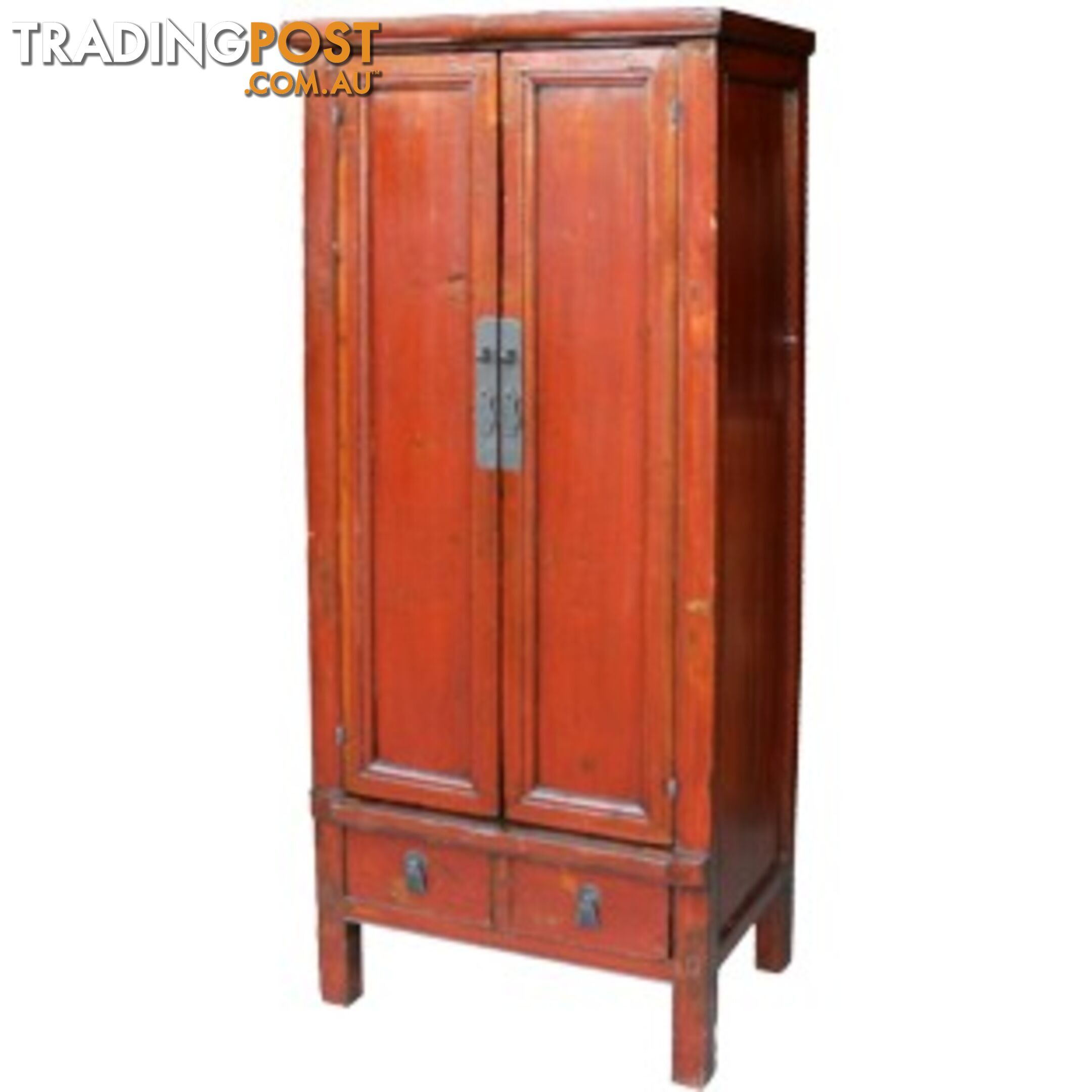 Red Slim Tapered Chinese Cabinet