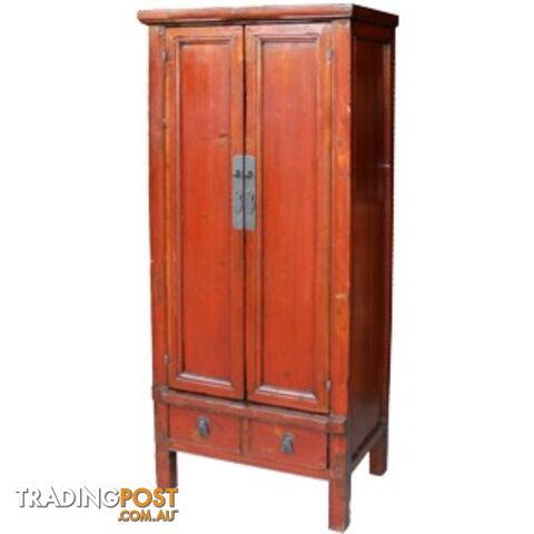 Red Slim Tapered Chinese Cabinet