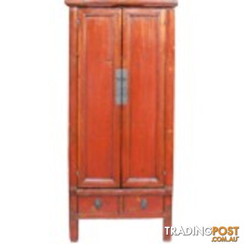Red Slim Tapered Chinese Cabinet