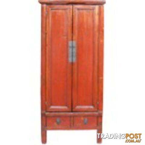 Red Slim Tapered Chinese Cabinet