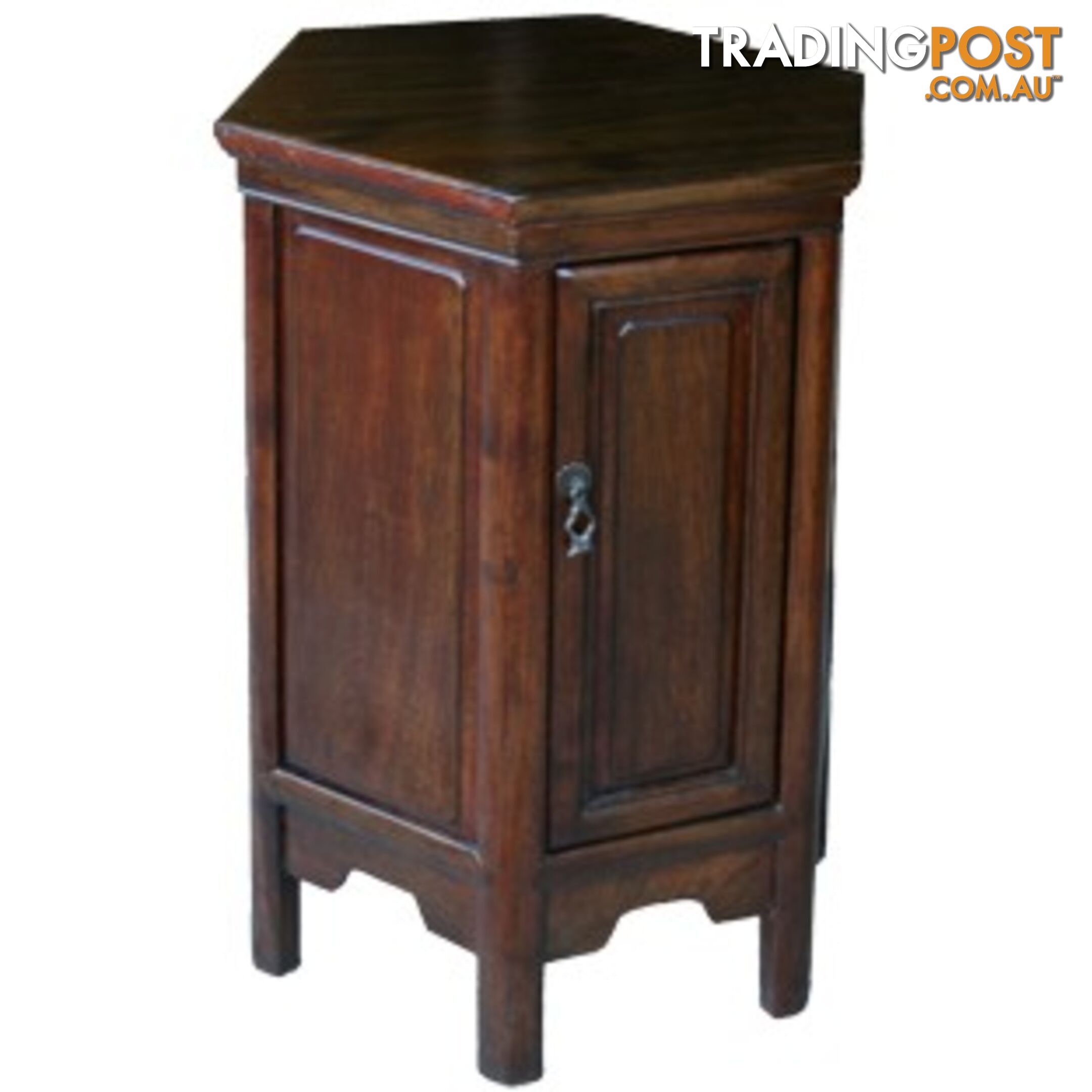 Brown Chinese Natural Elm Hexagon Bedside Cabinet