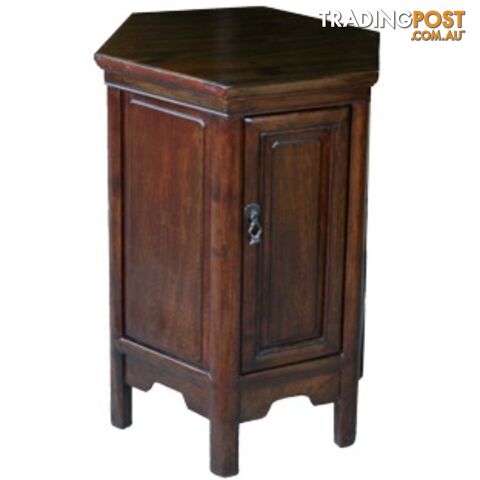 Brown Chinese Natural Elm Hexagon Bedside Cabinet