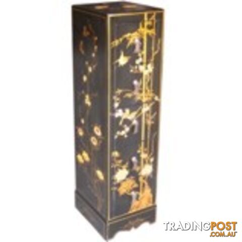 Oriental Black Painted Flower DVD Storage Cabinet