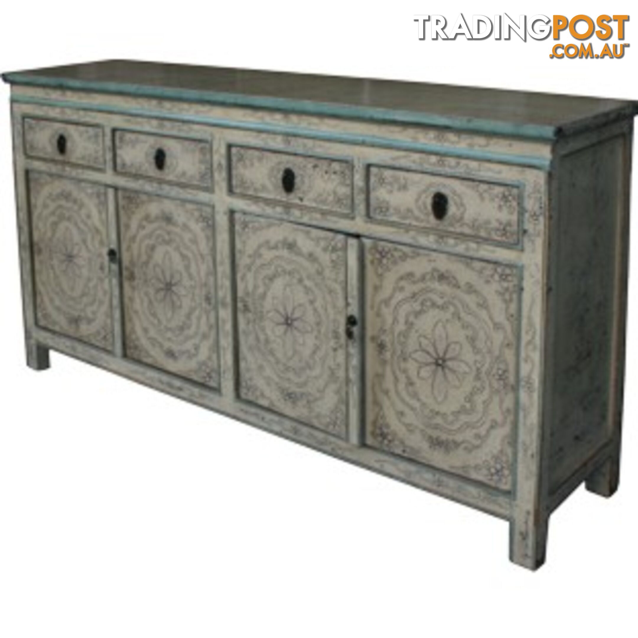 Chinese Antique Tibetan Painted Sideboard Cabinet