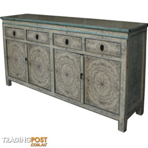 Chinese Antique Tibetan Painted Sideboard Cabinet