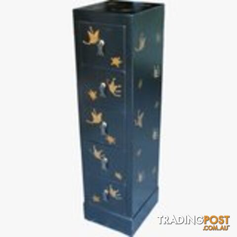 Black Chinese CD Storage Cabinet - Chest of 5 Drawers