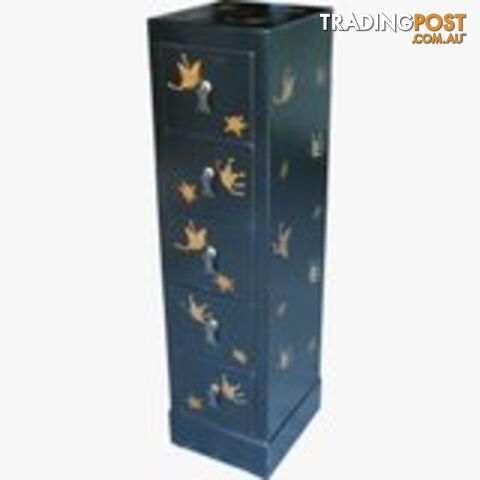 Black Chinese CD Storage Cabinet - Chest of 5 Drawers