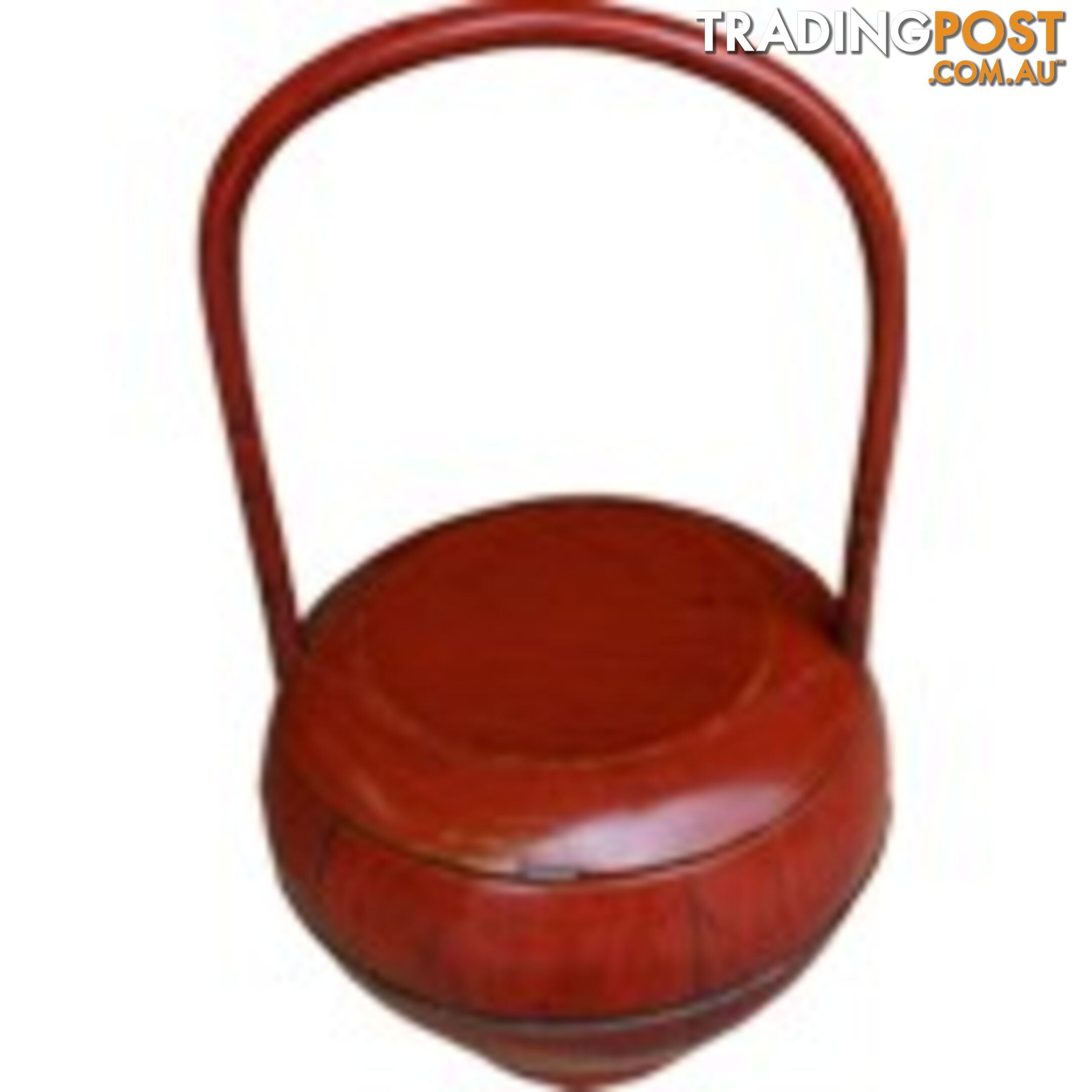 Red Antique Round Wood Decoration Box with Handle