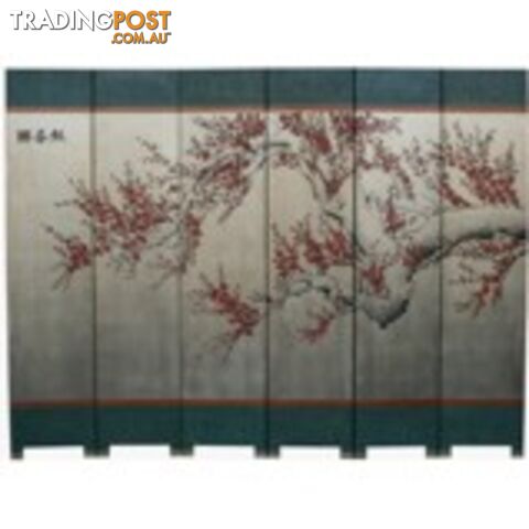 Silver Leaf Cherry Blossom Asian Room Divider Screen
