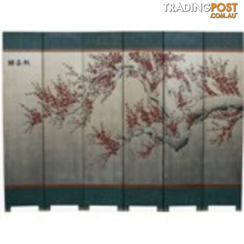 Silver Leaf Cherry Blossom Asian Room Divider Screen