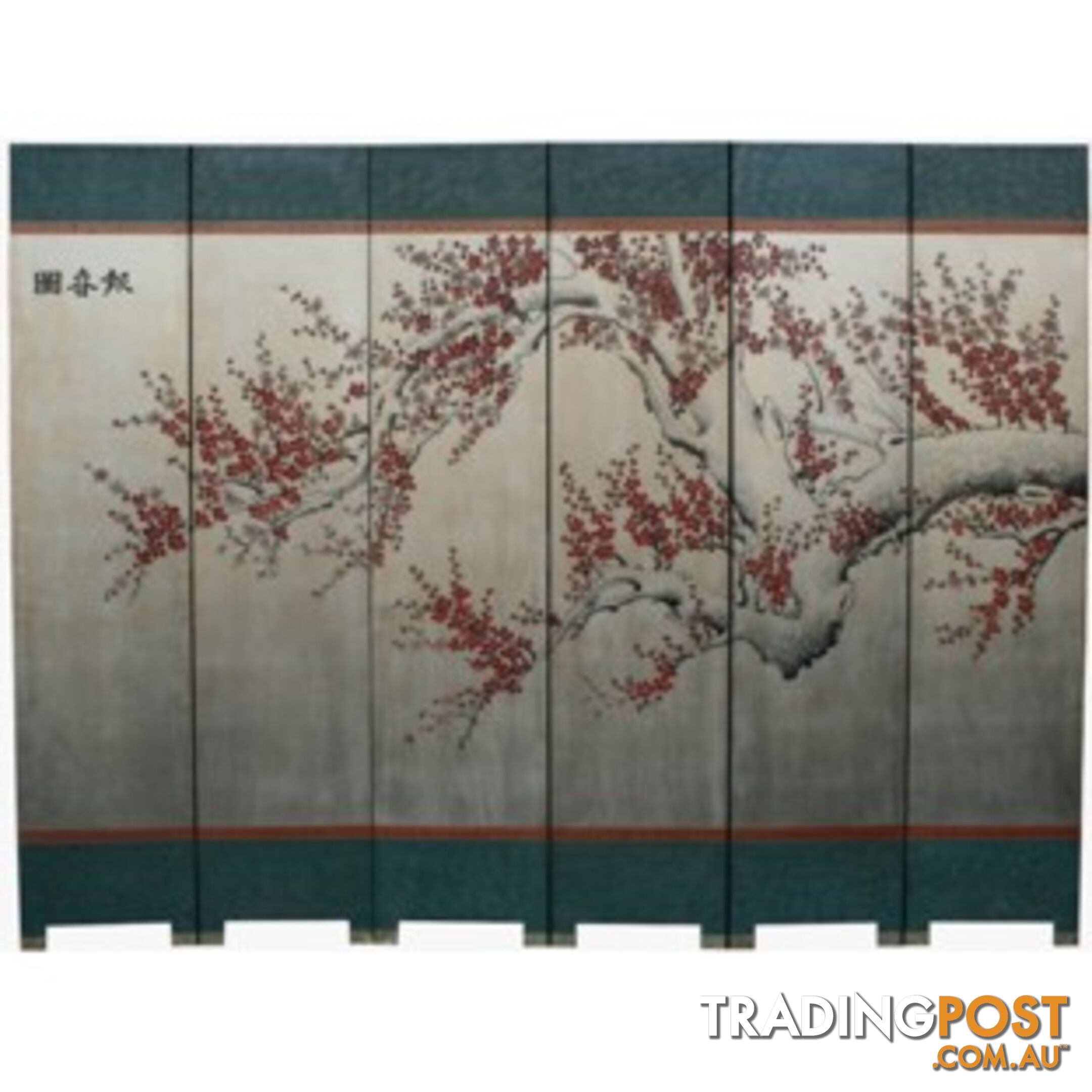 Silver Leaf Cherry Blossom Asian Room Divider Screen