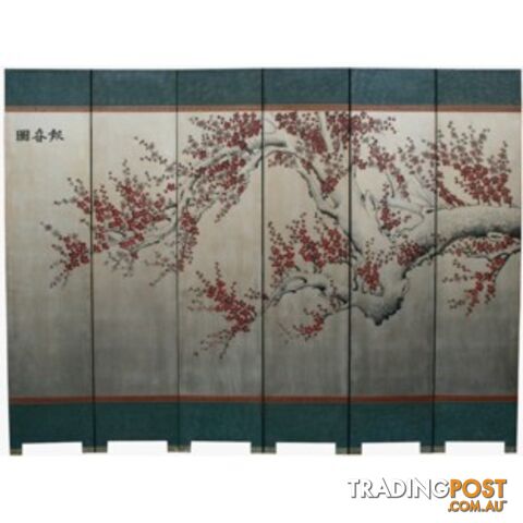 Silver Leaf Cherry Blossom Asian Room Divider Screen