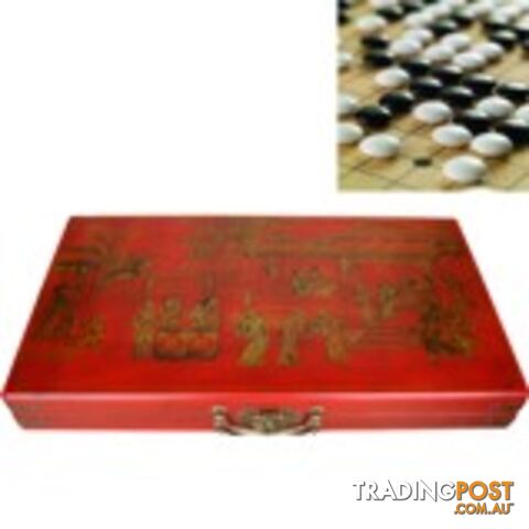 Go Weiqi Baduk Game Set in Oriental Style Red Painted Case