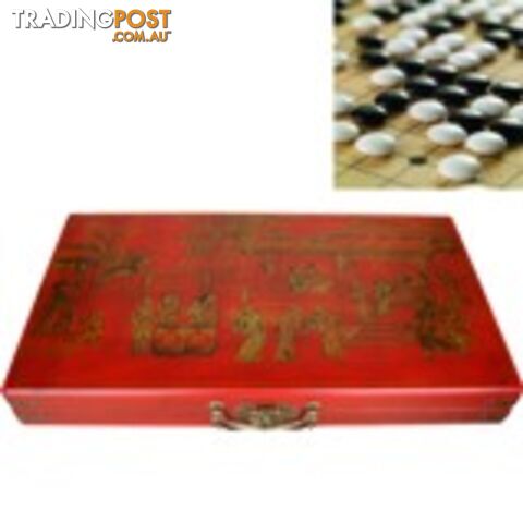 Go Weiqi Baduk Game Set in Oriental Style Red Painted Case