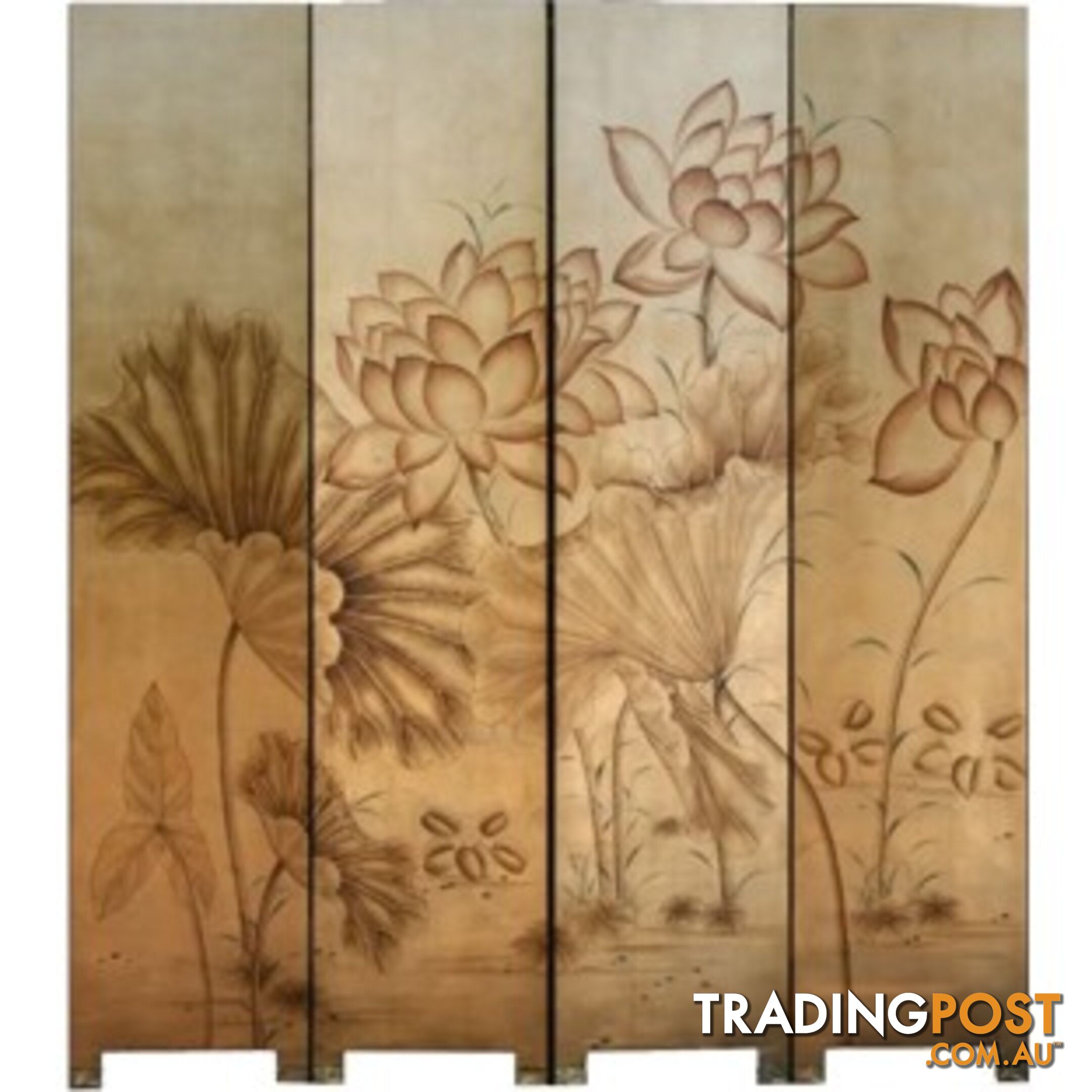 Golden Lotus Oriental Room Divider