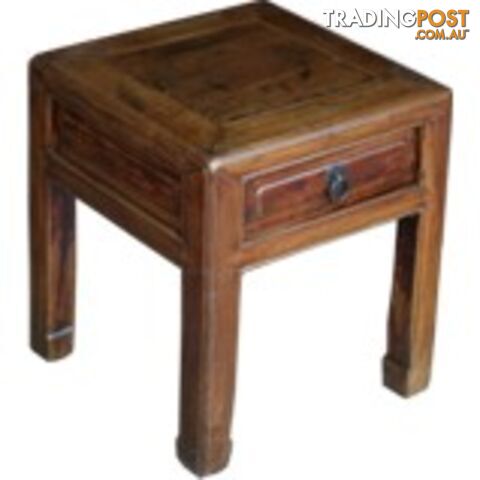 Chinese Antique Wood Stool with Drawer/Side Table