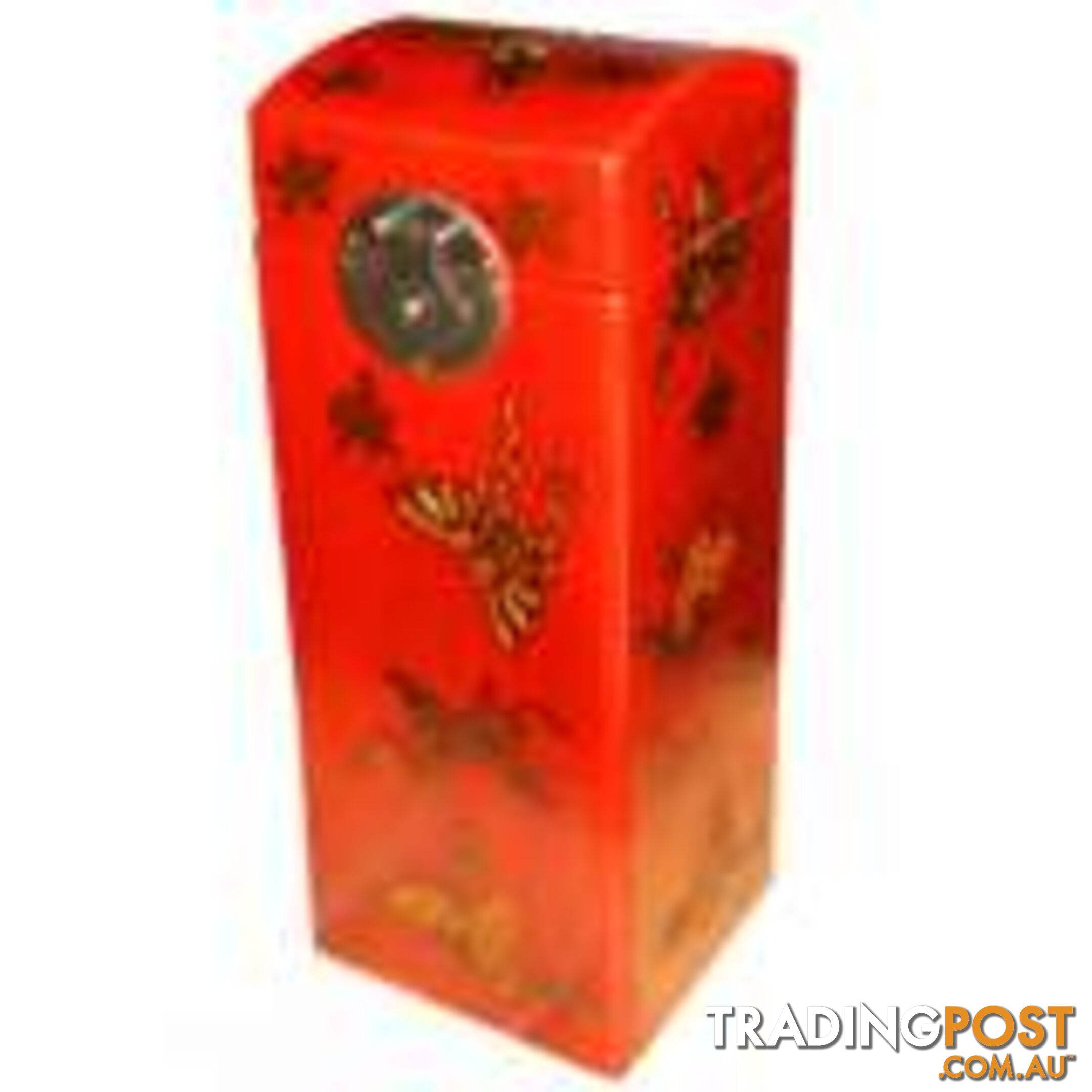 Red Chinese Wine Box with Butterflies Painting