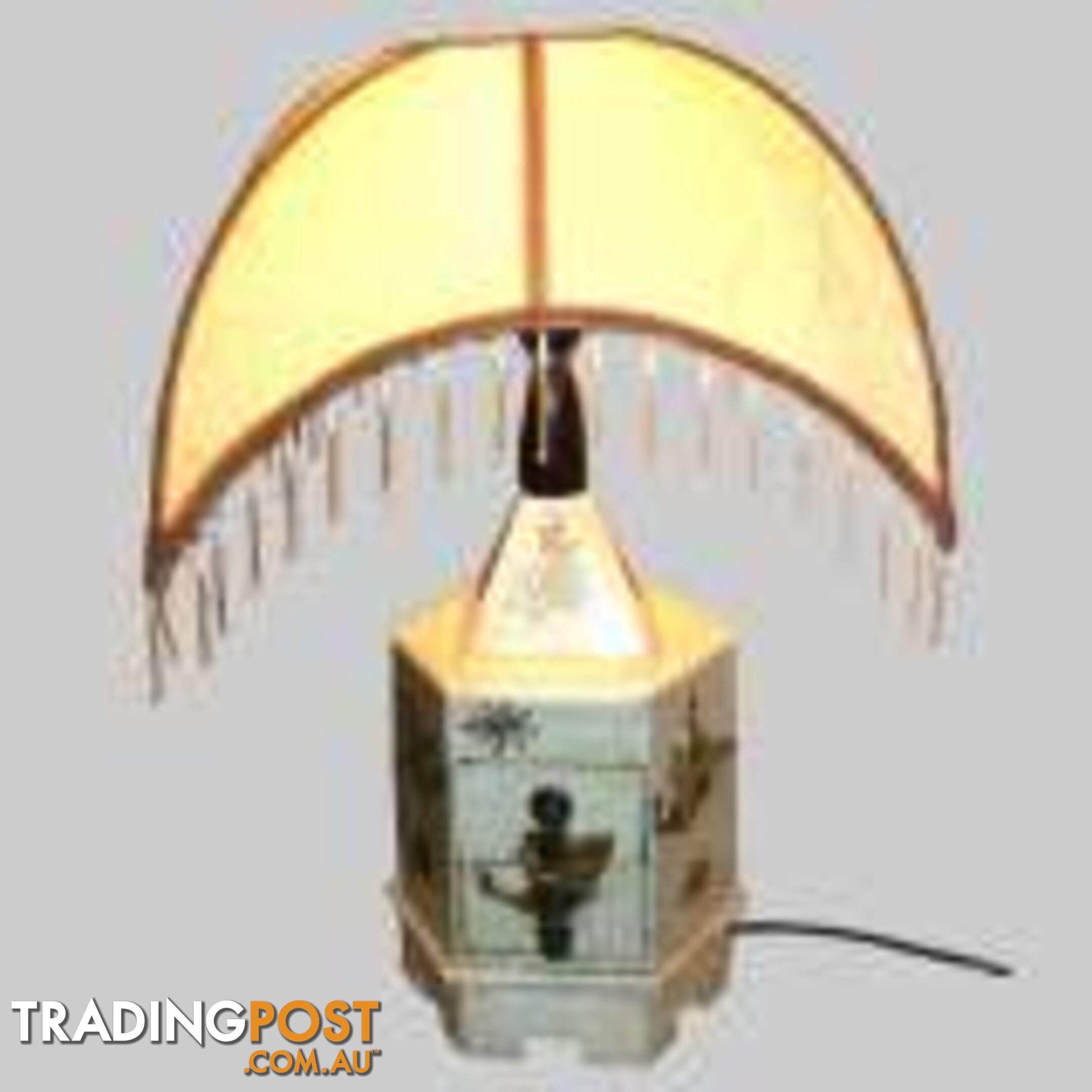 Chinese Painted Lamp with Lampshade