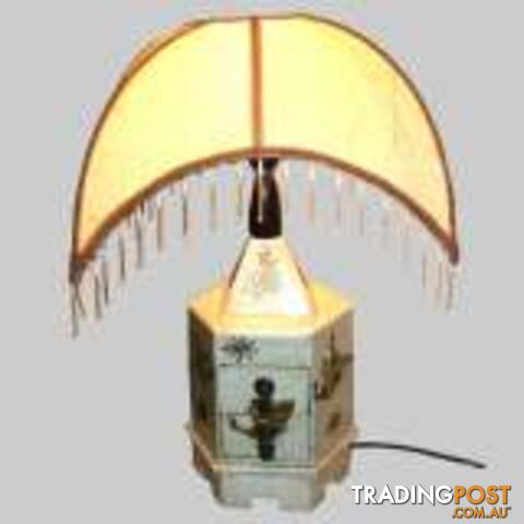 Chinese Painted Lamp with Lampshade