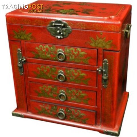 Four Drawers Two Side Doors Red Mirror Box