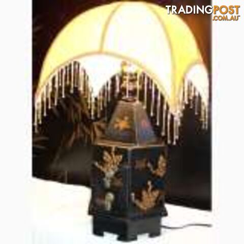 Black Oriental Chinese Lamp Butterfly Painting