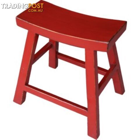 Red Country Style Oriental Farmer Stool