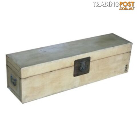 Beige Wide Leather Chest Trunk