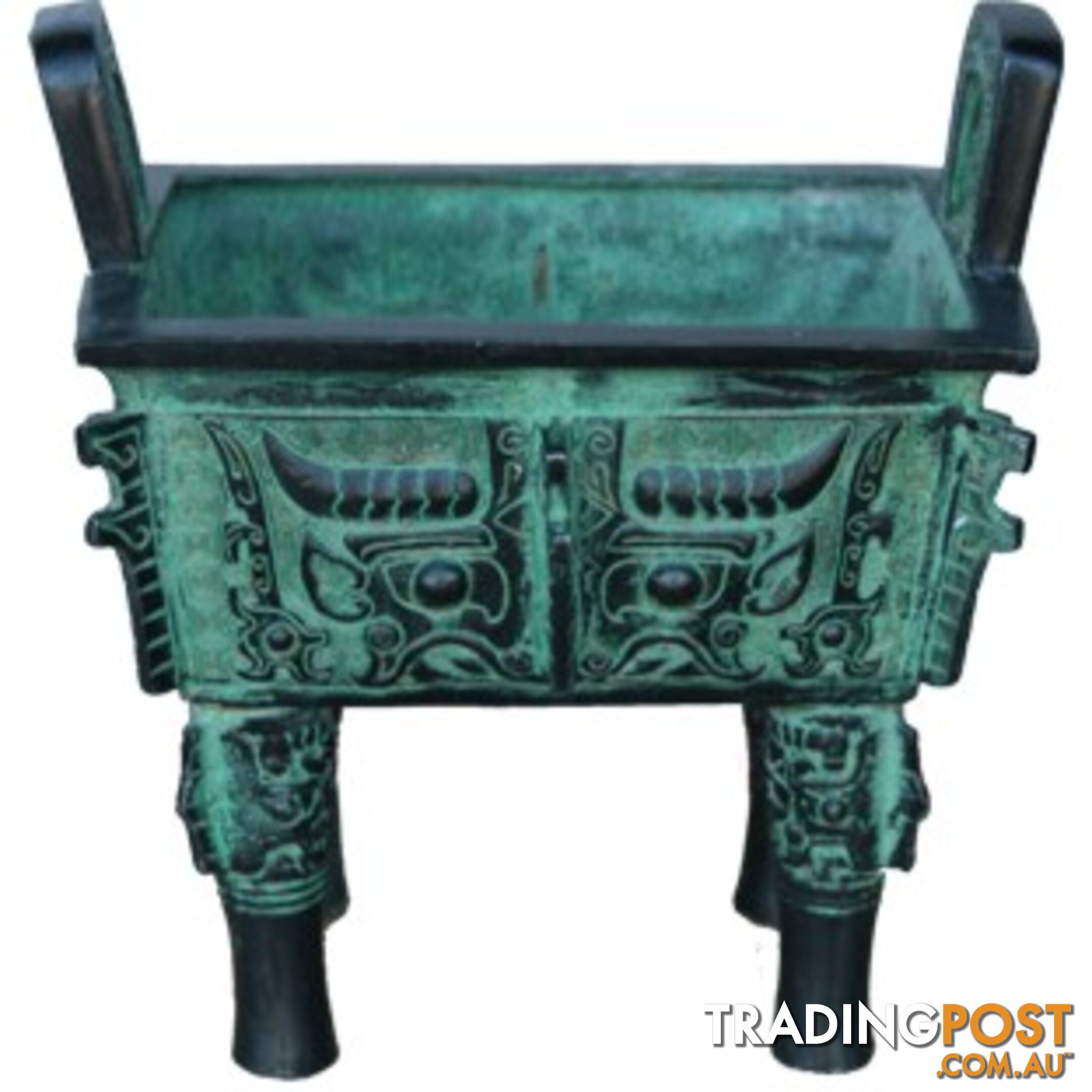 19cm Chinese Ancient Bronze Incense Burner Gluttonous Pattern