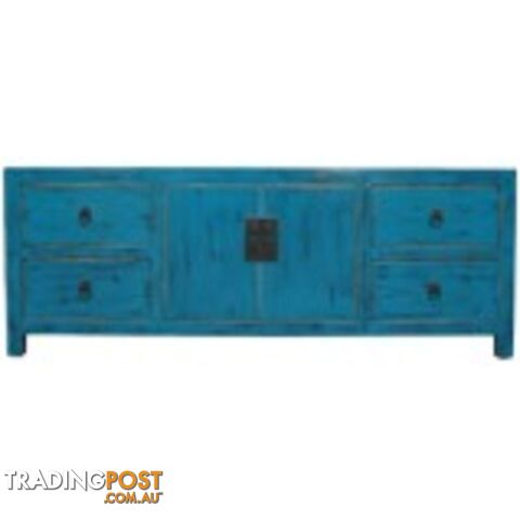 Blue Lacquered Low Sideboard