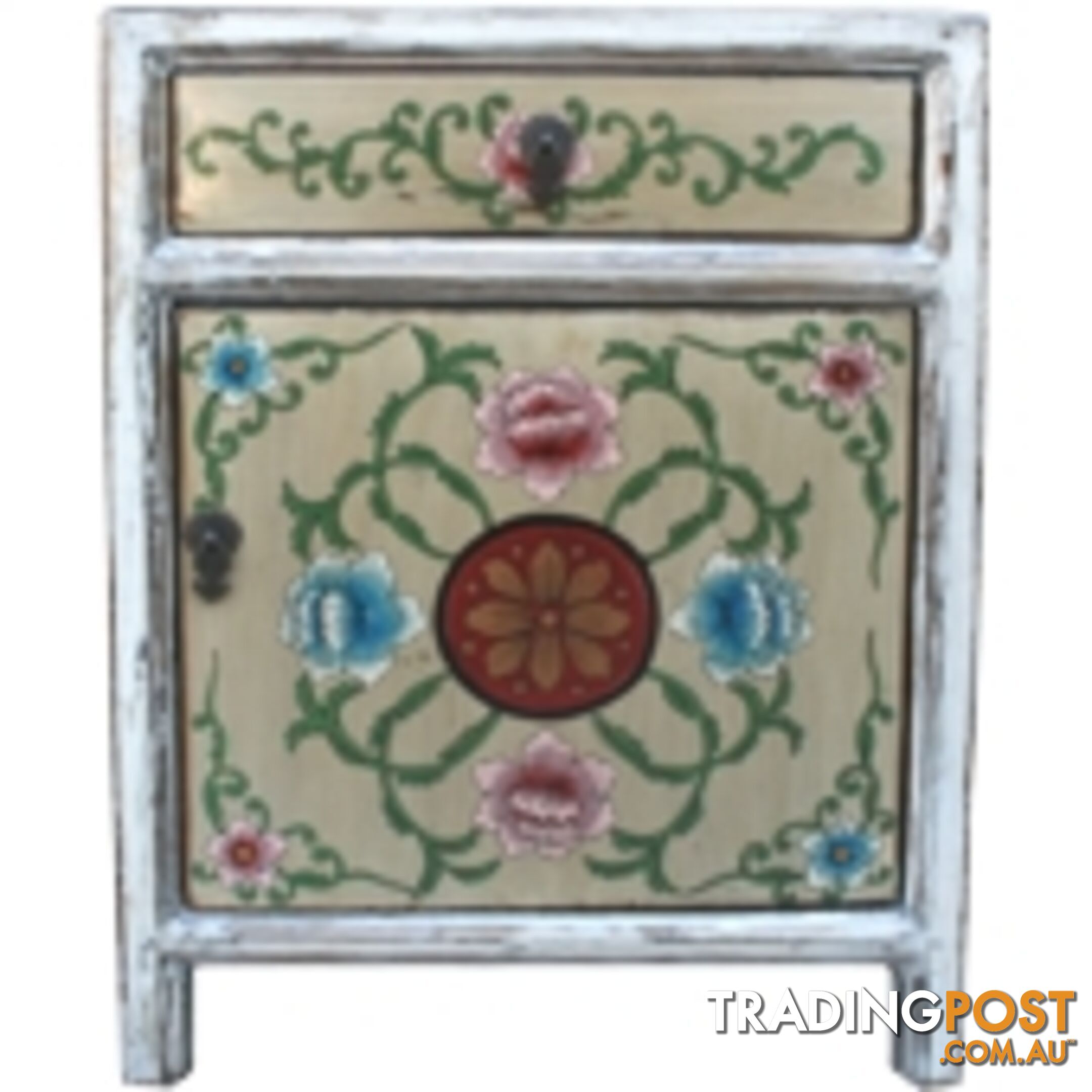 Tibetan Painted Bedside Table