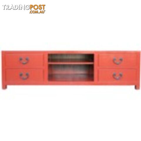 Red Low Chinese Sideboard TV Unit