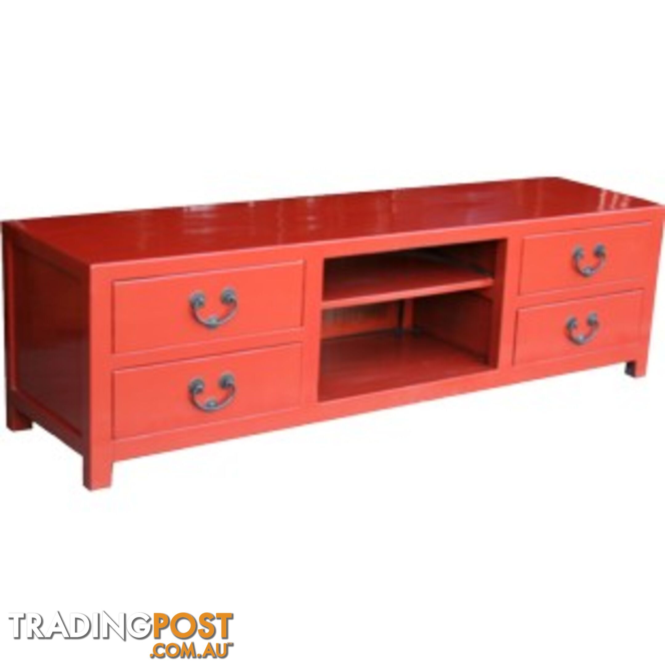 Red Low Chinese Sideboard TV Unit