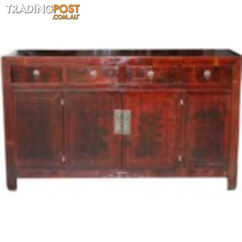 Red Manchurian Painted Chinese Sideboard
