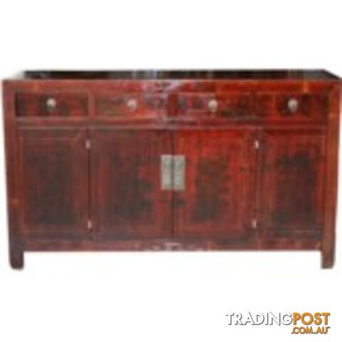 Red Manchurian Painted Chinese Sideboard