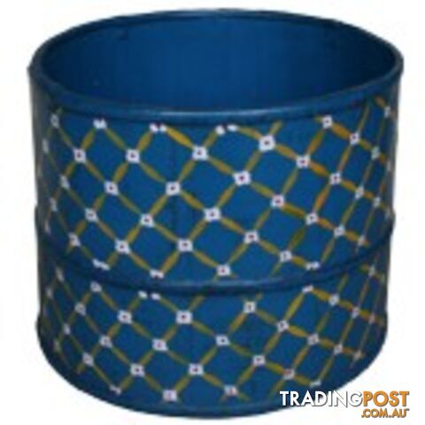 Blue Chinese Wood Bucket with Decoration Painting