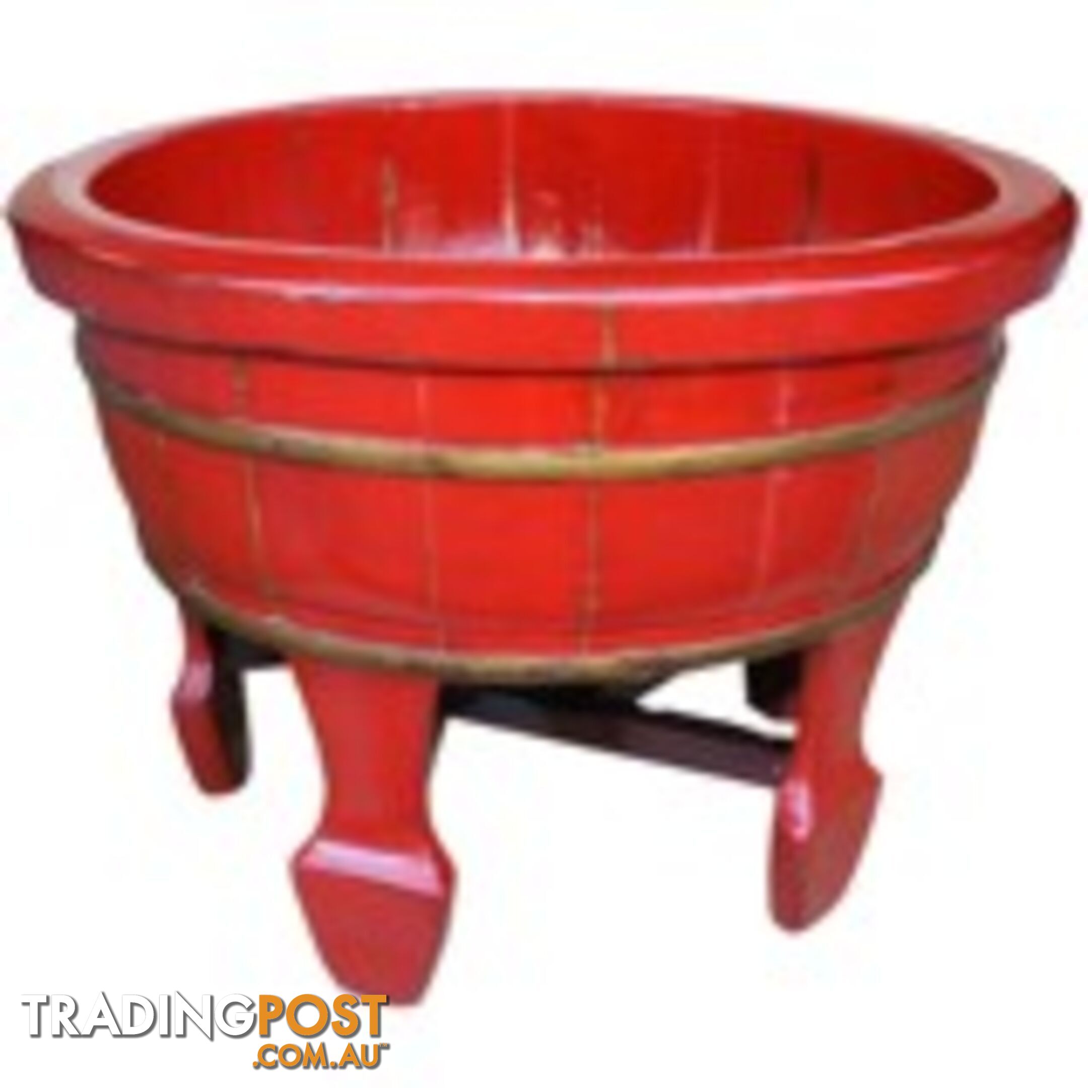 Red Chinese Wood Basin with Stand