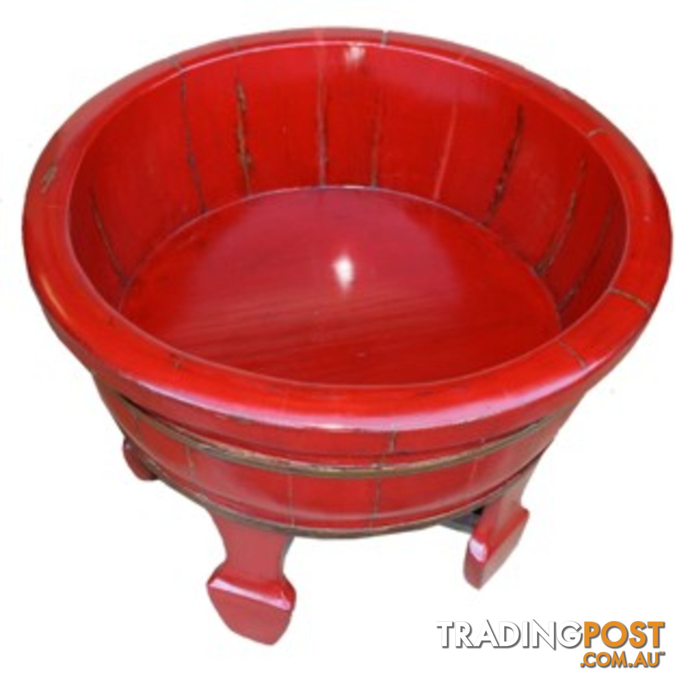 Red Chinese Wood Basin with Stand