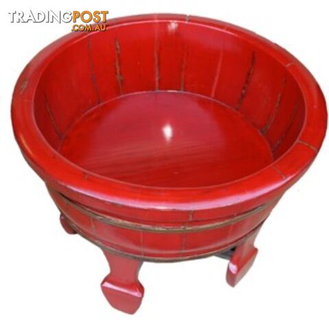 Red Chinese Wood Basin with Stand