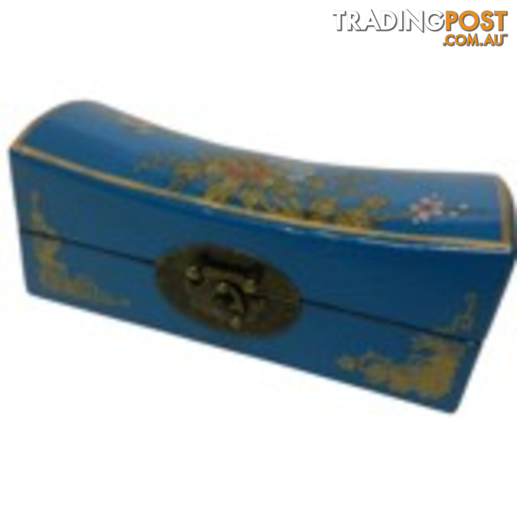 Medium Blue Painted Flora Chinese Jewellery Box