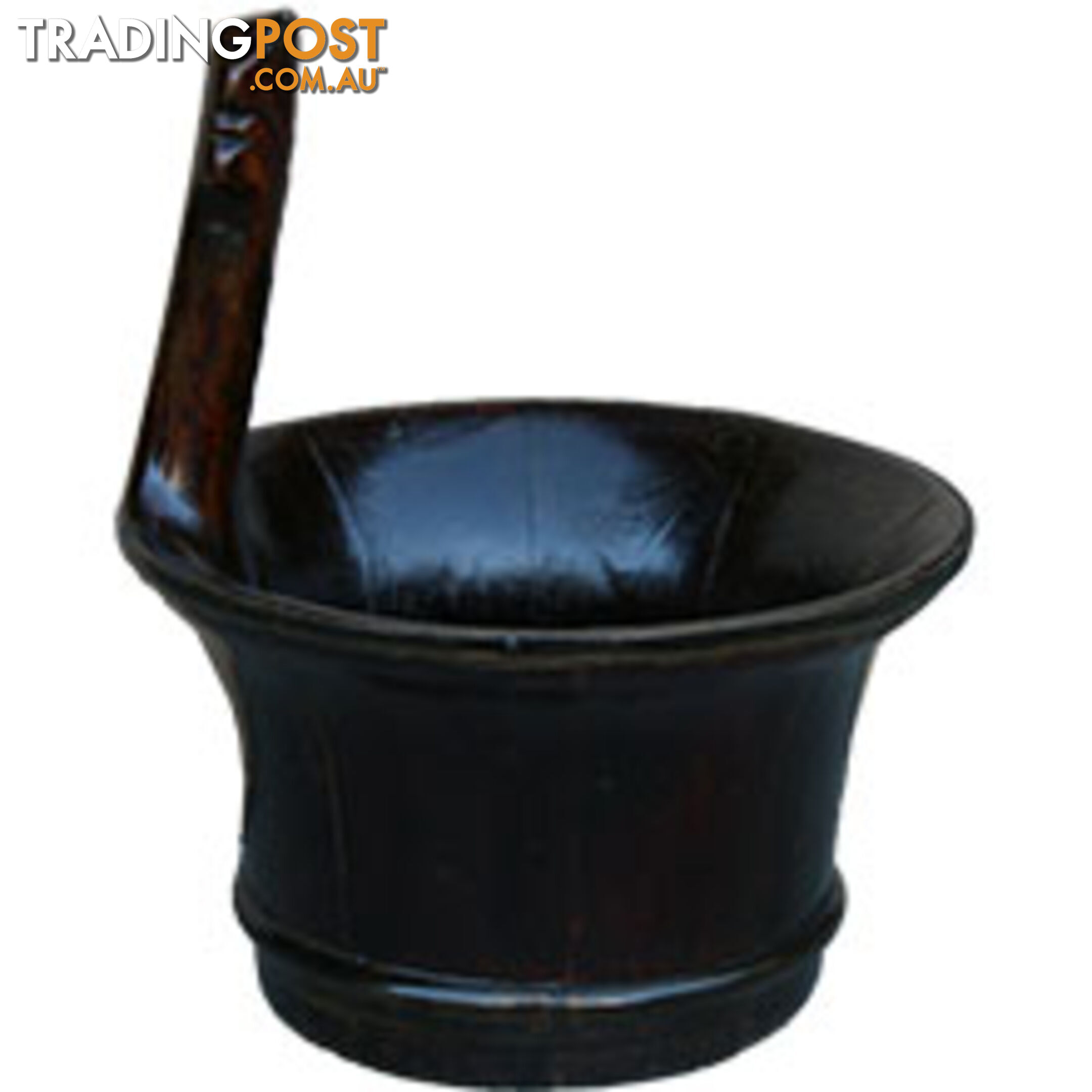 Brown Wood Water Bucket with Handle