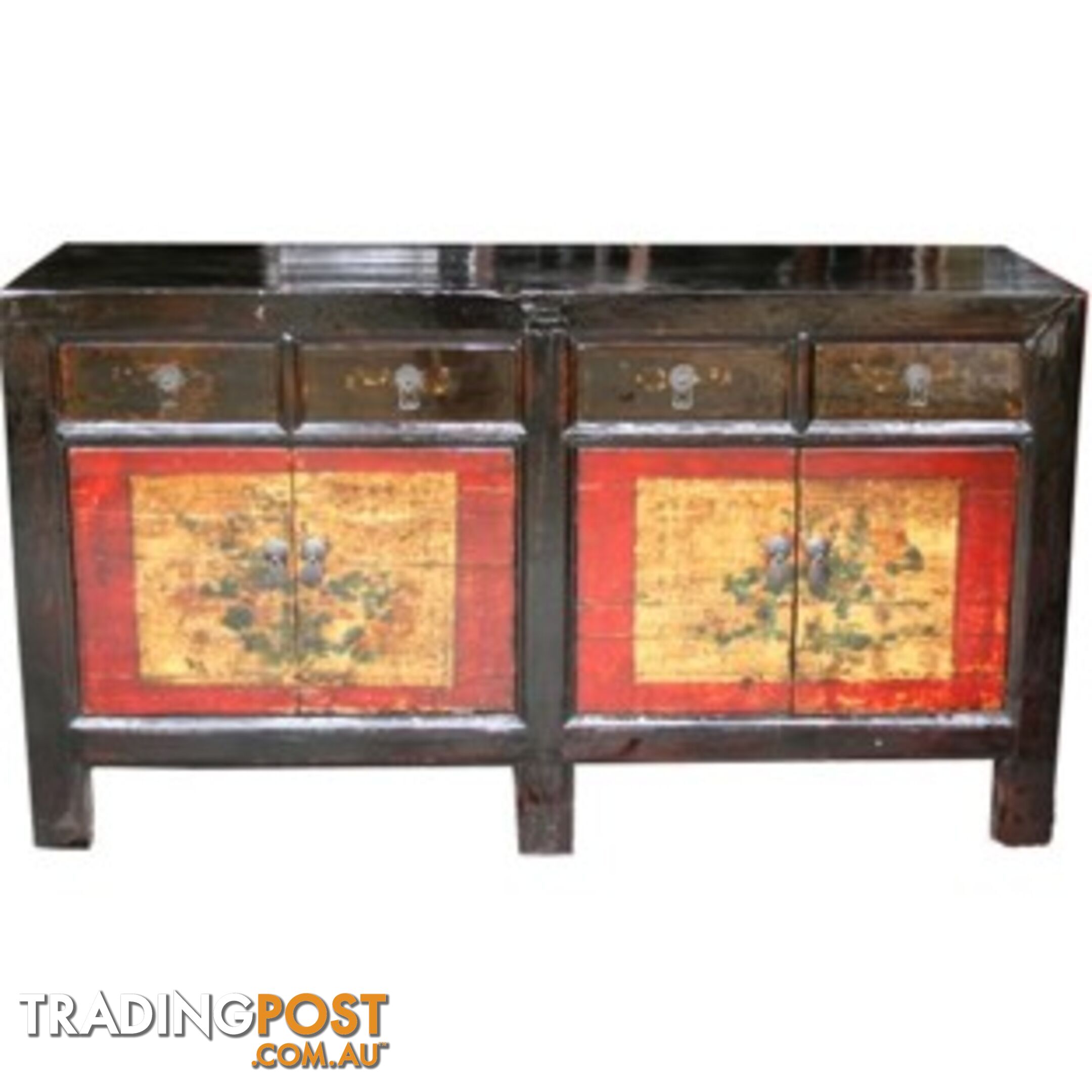 Chinese Antique Mongolian Painted Sideboard Buffet