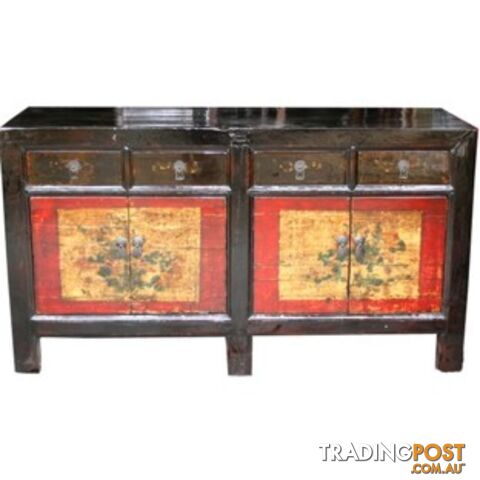 Chinese Antique Mongolian Painted Sideboard Buffet