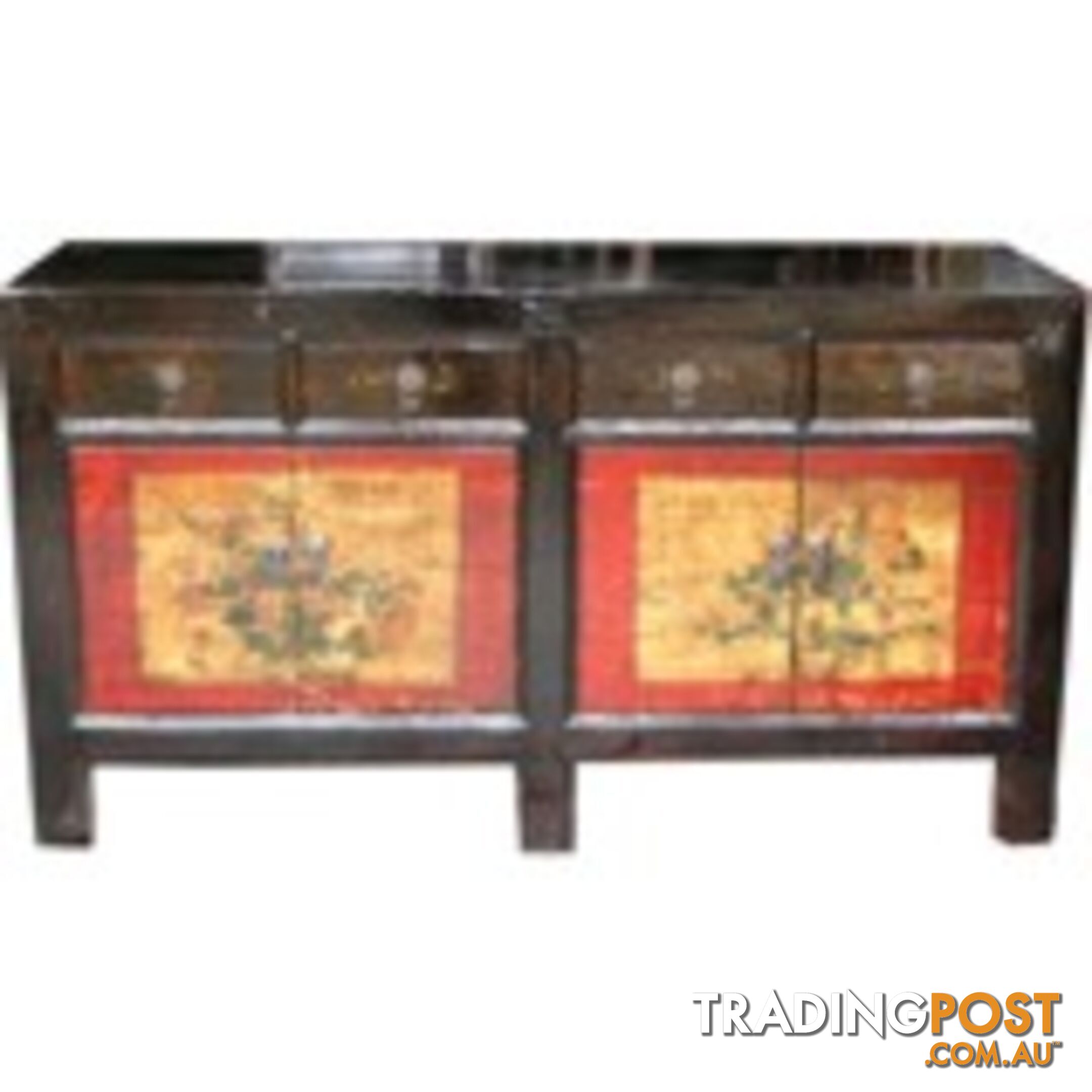 Chinese Antique Mongolian Painted Sideboard Buffet