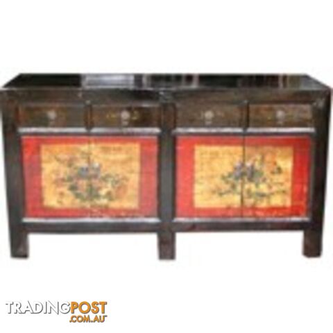 Chinese Antique Mongolian Painted Sideboard Buffet