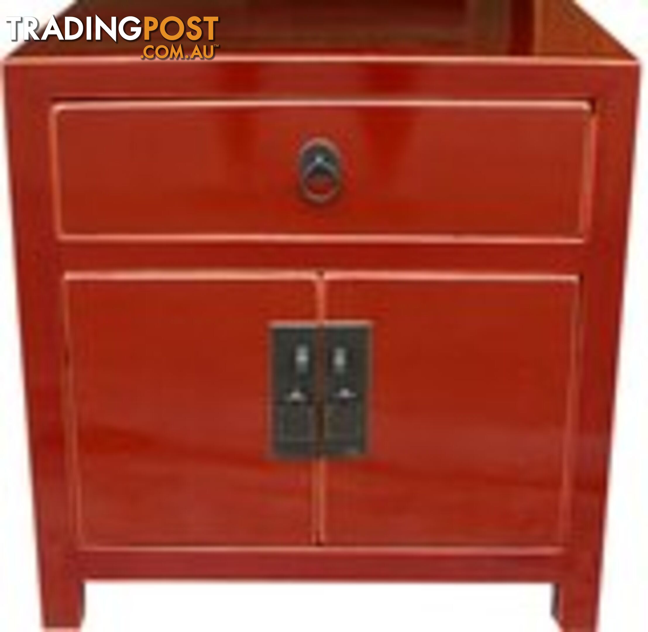 Red Lacquer Oriental Bedside Table