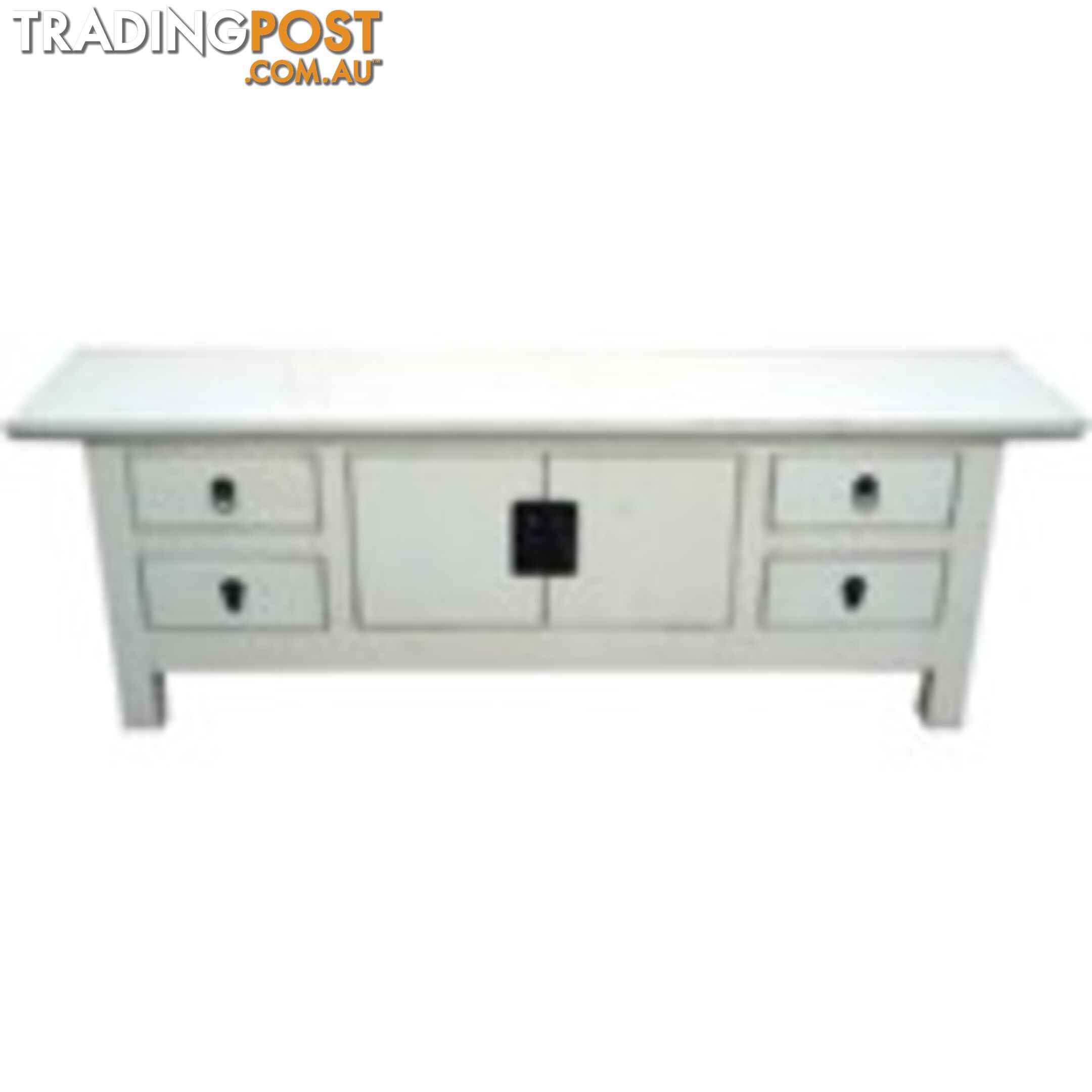 White Lacquer Oriental Low Sideboard TV Unit