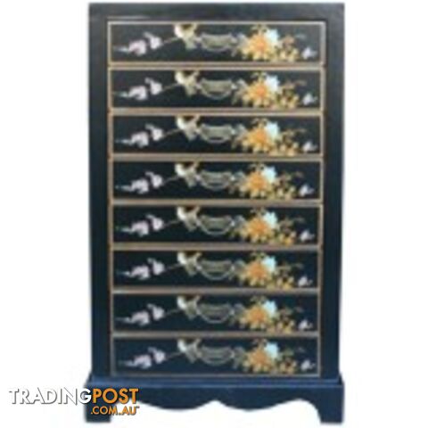Black Chinese Eight Drawers Painted Filing Cabinet