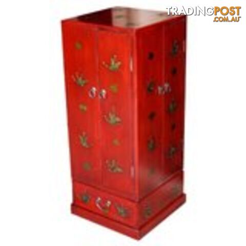 Red Butterflies Painted Rotating CD/DVD Tower