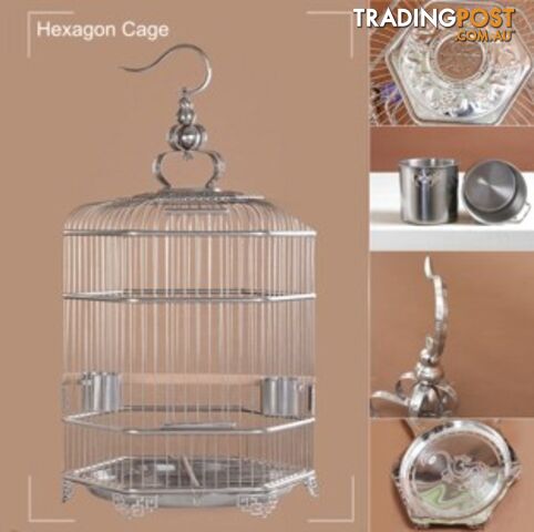 Stainless Steel Bird Cage Hexagon 36 cm - photo 2 of 2
